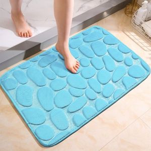 Tapis de bain en mousse à mémoire de forme gaufrée,1 pièce,en flanelle,absorbant l'eau,antidérapant,doux et confortable,adapté à la salle de bain - Type sky blue-500MMx800MM - Neuf