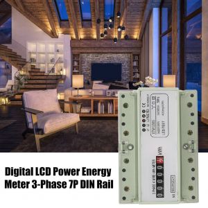 Compteur electrique numerique triphase 4 fils 7 broches sur rail DIN, compteur electronique kWh (20 (80) A) - Neuf