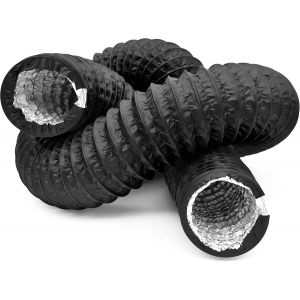 Tuyau d'évacuation flexible - Avec aluminium - Isolation en PVC - Tuyau flexible - Sortie d'aération - Pour climatisation, sèche-linge (Noir, Ø 100mm - 3M) - Neuf