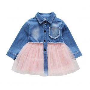 Robe De Style Coreen Pour Petites Filles, Haut En Jean Et Robe En Maille Tendance (12-18 Mois) - Neuf