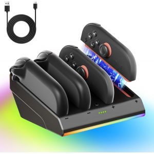 Eryi-Base De Chargement Pour Manette Switch 2 Joycon (2025), Avec Témoin Lumineux Led Individuel Et Câble De Charge De Données De Type C - Neuf