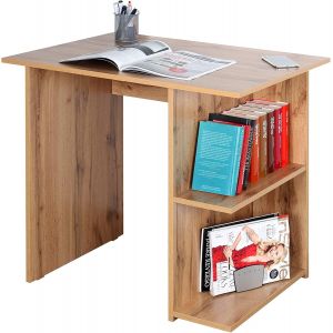 Ksfal-Bureau Avec Rangement 82x76x60 Cm Wm089-Ew Table Informatique Petit Chêne Marron - Neuf