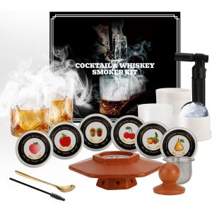 Mevronisshop-Kit Fumoir &Agrave; Cocktail Avec Torche &iquest; 6 Saveurs De Copeaux De Bois, 2 Verres, 2 Moules &Agrave; Boules De Glace &iquest; Kit Infuseur &Agrave; Whisky, Kit Fumoir &Agrave; Whisky, Kit De Fumoir &Agrave; L'ancienne, Cadeau D - Neuf