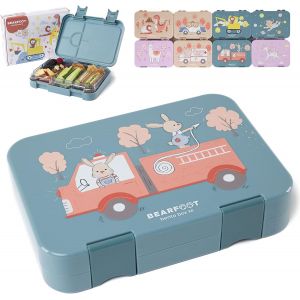Bo&icirc;te &Agrave; Go&ucirc;ter Enfants Avec Compartiments, Bpa Free, Lunchbox, Bento Box, Bo&icirc;te &Agrave; Pain, Bo&icirc;te &Agrave; Go&ucirc;ter Fille & Gar&ccedil;on, Jardin D'enfants, &Eacute;cole (Pompier - Bleu) - Neuf