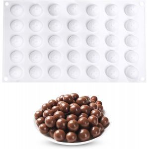 Jexnovashop-Moule En Silicone Sph&egrave;re 35cavit&eacute;s &Oslash;2cm Moules &Agrave; Chocolat Sph&egrave;re Moule &Agrave; Chocolat Boule Moules De Cuisson Sph&eacute;rique Moule Boule Pour Boules Chocolat G&acirc;teau Gla&ccedil;ons (Blanc, &Oslash;2cm) - Neuf