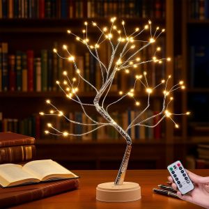 SUBZONAL-Arbre Lumineux LED 108 Lumi&egrave;res, Interieur Lampe Bonsa&iuml; avec Branches R&eacute;glables, 8 Modes Bonsa&iuml; de Table Arbre Artificiel Blanc Chaud, Alimentation USB ou Piles, D&eacute;coration pour Mariage, No&euml; - Neuf