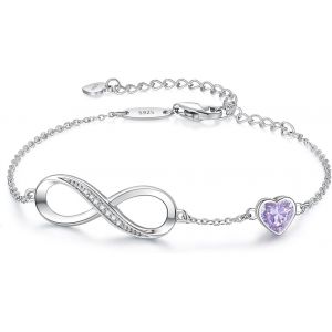 Bracelet Femme Argent 925 Infini,Bracelet D¿Amour Femme Réglable,Bijoux Femme Cadeaux Noël Femme Anniversaire Fête Des Mères Cadeau Maman Infinity Heart Bracelets Silver.[J32] - Neuf