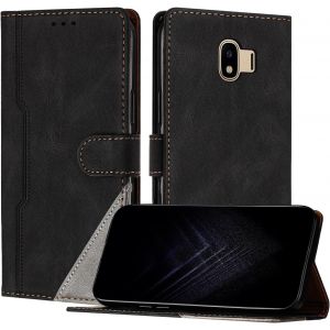 KAL-&Eacute;tui Pour Samsung Galaxy J4 2018, Housse En Cuir Pu Avec [Protection Antichoc Tpu] [Fonction Support] [Porte-Cartes ] Antichoc Magn&eacute;tique Coque Pour Galaxy J4 2018 - Noir - Neuf