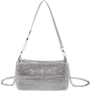 RFCBC-Sac Soirée Argenté Femme Pochette à Bandoulière Pailleté Avec Thé Parfumé - Neuf