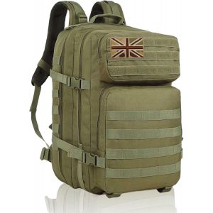 Asfasfq-Geebymol 45l Military Tactical Backpacks Large Molle Army Assault Pack 3 Day Bug Out Bag Laptop Bag For Hiking Treeking Black Hunting Rucksack With 4 Flag Patches - Neuf