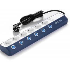 Multiprise Parafoudre et Surtension Multiprises Electrique avec 4 Ports USB,Bloc Multiprise 6 Prises avec Interrupteur Individuel de Lumière Bleu,3600W [Version Améliorée] - Neuf
