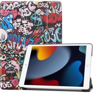 LORANKA-&Eacute;tui de protection pour iPad 9&egrave;me g&eacute;n&eacute;ration 2021 (10.2 pouces),Ultra fin et l&eacute;ger,En cuir synth&eacute;tique,Avec fonction de mise en veille/r&eacute;veil automatique,Graffiti - Neuf