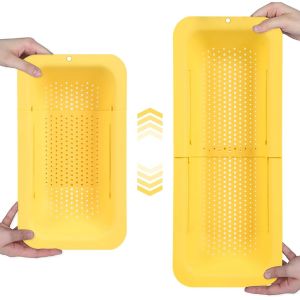 Passoire Suspendue Jaune À Suspendre Au-Dessus De L'évier - Pour Laver Les Légumes Et Les Fruits, Égoutter Les Pâtes Cuites Et Sécher Les Plats - Extensible - New Home Kitchen Essentials - Neuf