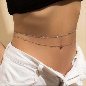 Perle Taille Cha&icirc;ne Sequin Ventre Cha&icirc;nes Superpos&eacute;es Plage Taille Bijoux Accessoires Pour Femmes Filles Argent - Neuf