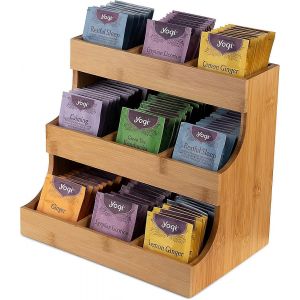 Organisateur Vertical En Bambou Pour Sachets De The, Pouvant Contenir 180 Sachets. Elegante Boîte De Rangement En Bois Pour La Maison, Le Bureau Ou Un Cafe. Peut Egalement Contenir Des Sachets De Sucre Et De Creme. - Neuf