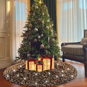 Jupe de sapin de No&euml;l &agrave; paillettes dor&eacute;es, grand tapis de sapin paillet&eacute;, d&eacute;coration de No&euml;l pour sapins artificiels, compatible avec les tailles de sapin standard - Neuf