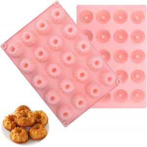 Jexnovashop-Lot De 2 Mini Moules &Agrave; Kouglof En Silicone - Petit Mod&egrave;le Traditionnel Paris Savarin - Moule &Agrave; Kouglof - Moule &Agrave; Muffin - Moule &Agrave; G&acirc;teau - 29 X 19,5 X 2,2 Cm - Neuf