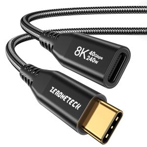 JGD-40Gbps Rallonge USB C 0.5M M&acirc;le vers Femelle, Supporte Thunderbolt 4/3, USB 3.2 Gen2x2, Charge Rapide 240W pour Vid&eacute;o 8K@60Hz, 4K@144Hz, pour Gamme iPhone 17/16/15, MacBook Pro/Air, iPad, Samsung - Neuf