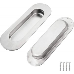 ChenQuanSarl-Poignée De Porte Coulissante Encastrée 2 Pièces Poignée Coquille Porte Coulissante Encastré Tirez Poignée Poignée Encastrable Inox Durable Avec 4 Vispour Porte Armoire Placard Tiroir - Neuf