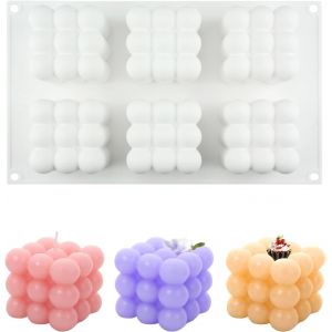 Kal-Moules En Silicone Pour Bougies, Moule De Boule De Cube 3d, Moule Pour Bougie Parfumée, Moules À Bougie Faits À La Main 6 En 1, Moule À Gâteau En Mousse Pour Savon, Pudding, Gâteau - Neuf