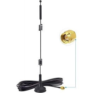Antenne WiFi 2,4GHz 5GHz 5,8GHz Dual Band Mâle SMA Base Magnétique 9dBi Compatible avec Caméra Sécurité Vedio sans Fil Enregistreur Surveillance Remorque Véhicule Vue Arrière Caméra de Recul - Neuf