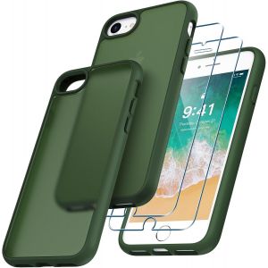 ERSHI-Coque Compatible avec iPhone SE 2022/2020/7/8 avec 2 Verre Trempé, Anti-Jaunissement Dur PC Housse Anti-Rayures Protection C[9 - Neuf