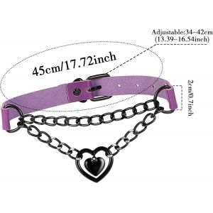 Kal-Collier Gothique Femme Ras Du Cou Cuir Punk Choker Vintage Avec Coeur Anneau - Neuf
