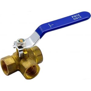Vanne À Bille 3 Voies,Séparateur De Robinet D'eau À Filetage Interne Dn15 1/2,Vanne À Boisseau Sphérique D'arrêt En Laiton Adaptée À L'eau,À L'huile Et À L'air - Neuf