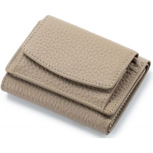 CAUC-Portefeuille Femme Cuir v&eacute;ritable Blocage RFID Porte Monnaie Femme avec Poche &agrave; Monnaie Mini Portefeuille avec Fente pour Carte, Gris - Neuf