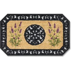 Paillasson - Tapis De Propret&eacute; - Tapis De Porte Int&eacute;rieur - Tapis D'entr&eacute;e Pour L'ext&eacute;rieur Couvert - Tapis Coco Avec Bord En Caoutchouc - Beige Lavande,45x75 Cm - Neuf