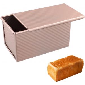 Moules &agrave; Pain Rectangulaire Moule &agrave; Pain avec Couvercle Moule &agrave; Pain Grill&eacute; avec Couvercle pour Toasts, Sandwichs, G&acirc;teaux, Or Rose(450 g) - Neuf