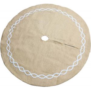 Jupe de sapin de No&euml;l en toile de jute avec jupe en dentelle, couverture de sapin de No&euml;l 122 cm - Neuf