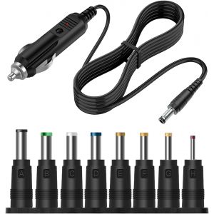 C&acirc;ble Chargeur Voiture 12V Avec 8 Embouts De Connecteur Dc 5.5 X 2.1Mm, Adaptateur Allume-Cigare D'Alimentation De Chargeur De Voiture, Compatible Avec Haut-Parleur, Routeur, Cam&eacute;ra Ip, Led, Et Plus - Neuf