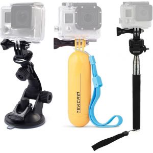 LORANKA-3 en 1 Perche Selfie, Perche &agrave; Selfie Monopode &eacute;tanche Support de Voiture &agrave; Ventouse Compatible avec GoPro Hero 13 12 11 10 9 8 AKASO Apexcam WOLFANG TIMNUT Action Cam, Selfie Stick Accessoir - Neuf