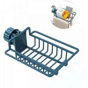 2 Pièce Support de Rangement Antidérapant de Robinet de Cuisine, Organisateur D'évier, Support de Vidange D'évier, Support de Rangement de Robinet, pour éponges de Chiffon de Savon(Bleu et beige) - Neuf