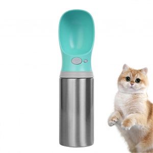 Gourde Portable Pour Chien 400 Ml En Acier Inoxydable, Anti-Fuite, Distributeur De Voyage Pour Chien, Pour Voiture, Plage, Camping - Neuf