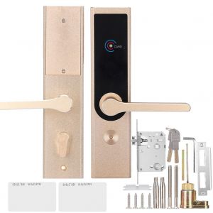 Serrure de porte electronique intelligente a induction RFID, en alliage d'aluminium de qualite spatiale, pour hotel, appartement, or - Neuf