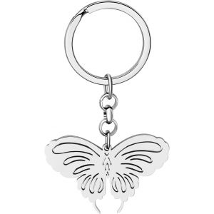 Kal-Porte-Clés Papillon En Acier Inoxydable Pendentif Porte-Clés Papillon Cadeaux Pour Femme Filles Chaîne De Clés Porte-Monnaie De Voiture Charms - Neuf