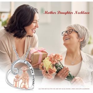 Collier Pendentif Pour M&egrave;re Et Fille En Argent Sterling - Cadeau Pour Maman Et Fille - Cadeau Pour La F&ecirc;te Des M&egrave;res,Argent Sterling,Zircone Cubique - Neuf
