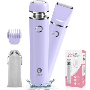 Rasoir Electrique Femme Tondeuse &Eacute;lectrique 2 En 1 Pour Bikini Humide/Sec, Sans Fil, &Eacute;tanche, Rasoir Pour Le Visage, Le Haut, Les L&egrave;vres, Le Menton, Les Aisselles, Les Jambes (Violet) - Neuf