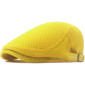 Kalanka-Casquettes Plate Pour Homme, Chapeau D'été En Maille Respirante Vintage Gatsby Casquette De Bérets, Beret Réglable Ivy Hat Hommes Ou Femmes, Gavroche Newsboy Flat Cap Ete - Neuf