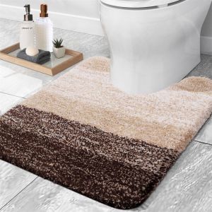 Olanly Tapis De Salle De Bain De Luxe Tapis De Salle De Bain En Forme De U Tapis De Pied En Microfibre Doux Absorbant Tapis De Toilette En Peluche Antidérapant Tapis De Douche - Type Brown 51x61cm #A - Neuf