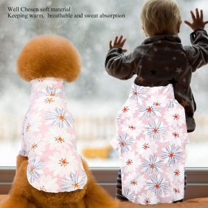Hjlian Pyjama Pour Petit Chien, Combinaison A Noud Et Fleurs, Vetements De Nuit Pour Chiots, Rose, Taille Xxl - Neuf