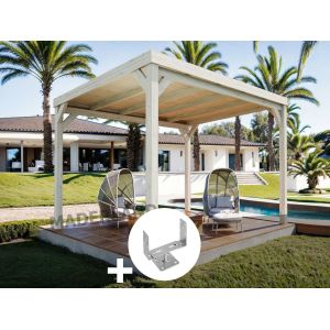 Pergola En Bois Strasbourg Avec Toit 400 X 400 Cm + 4 Supports - Maderland - Neuf