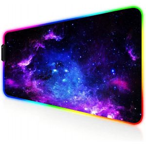 DDA-RGB Tapis de Souris Gaming - Grand Tapis de Souris XXL 800x300mm, 14 Modes LED Lumineuse Tapis de Souris, Mouse Pad Rétroéclairage, Surface Antidérapante pour Gamer, Ciel étoilé - Neuf