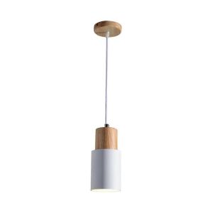 Plafonnier Lustre Cylindrique Nordique En Macaron Avec Abat-Jour En Tissu Blanc (Sans Ampoule) - Neuf