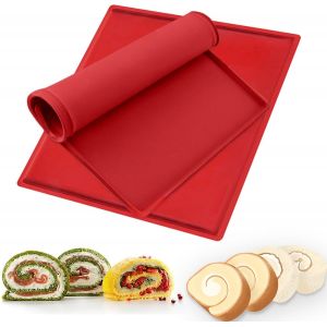 Jexnovashop-Lot De 2 Tapis De Cuisson, Tapis Silicone Patisserie Moule Genoise Tapis Patisserie Plaque A Genoise - Pour La Cuisson, La Pâtisserie, Les Biscuits (Rouge) - Neuf