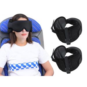 Ensemble d'oreiller de voyage avec appui-t&ecirc;te r&eacute;glable et masques pour les yeux - Neuf