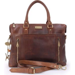 acdsgd-Grand Cabas Femme Cuir - Sac de Travail/Sac Port&eacute; &Eacute;paule Avec Bandouli&egrave;re - Sacoche Ordinateur - Adele - Marron - Neuf