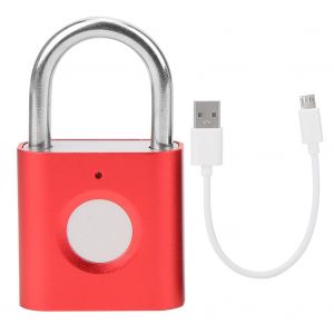 Mini cadenas intelligent a empreintes digitales, rechargeable par USB, pour sac a dos, armoire a bagages, rouge - Neuf
